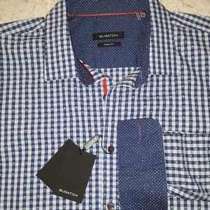 Bugatchi Men's Check-Print Shirt Blue 3XL